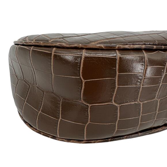 TOM FORD Calfskin Crocodile Embossed Mini Bianca Hobo Chestnut - Picture 12 of 13